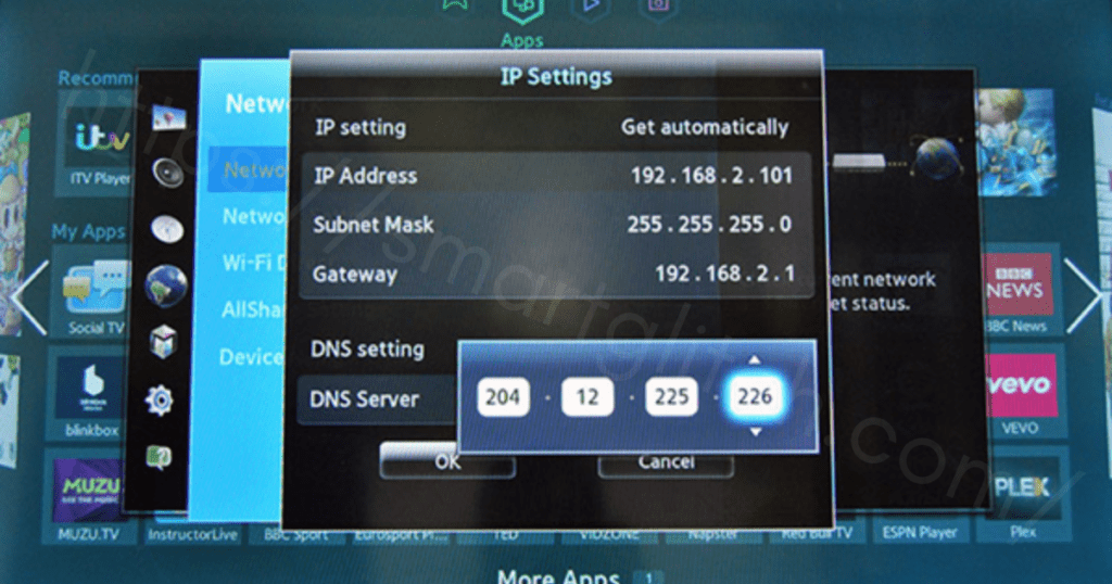 Samsung-tv-DNS-setting